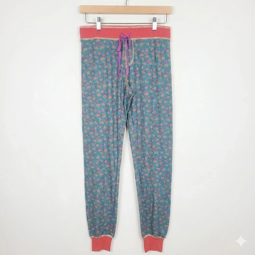 Natural Life Mix & Match Blue Floral Thermal Long John Lounge Pants S Boho - Picture 1 of 6